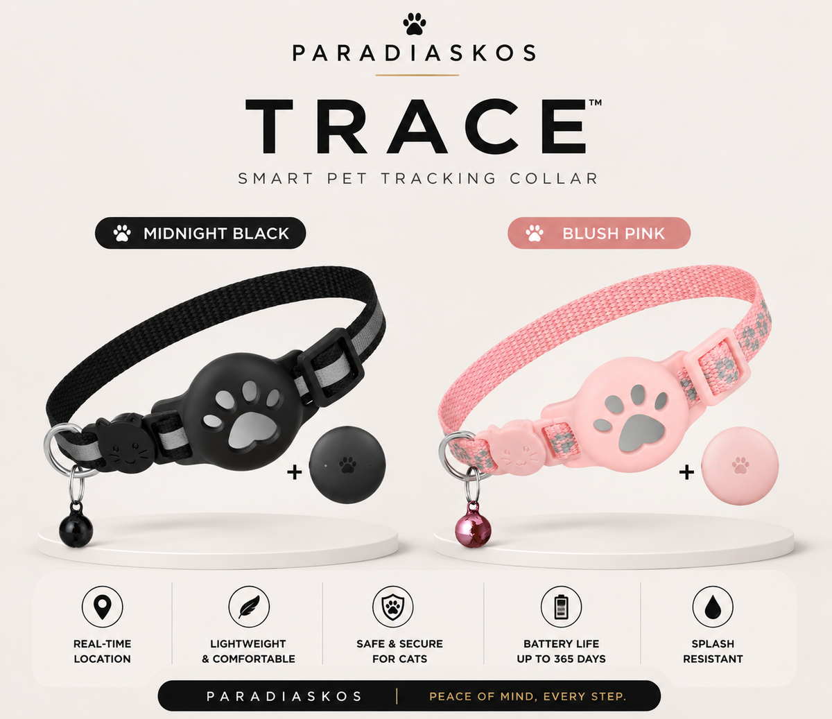 PARADIASKOS TRACE™ — Smart Pet Tracking Collar